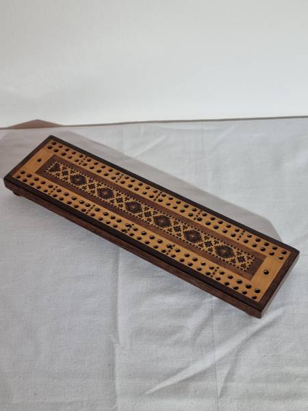 Geometric Tunbridge Ware Cribbage Board