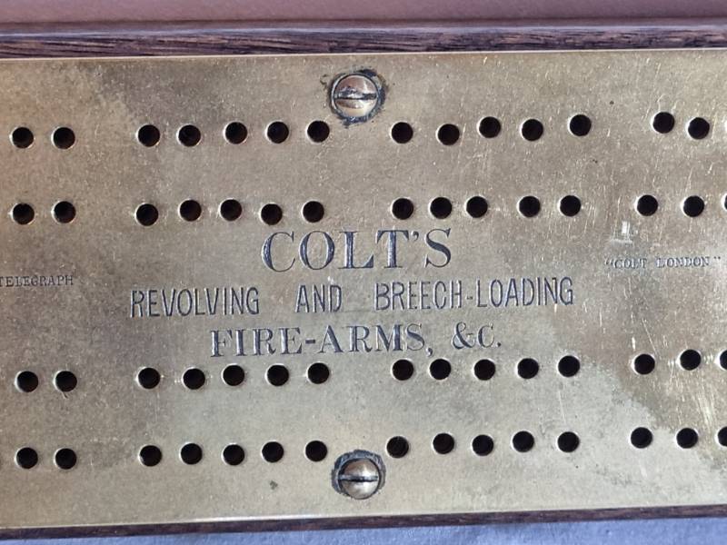 'Colts Firearms Co.' Advertising Cribbage Board