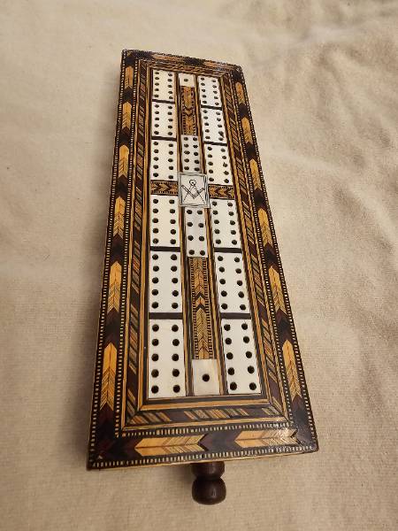 Masonic Georgian Tunbridgeware Cribbage Board Lighter Inlay